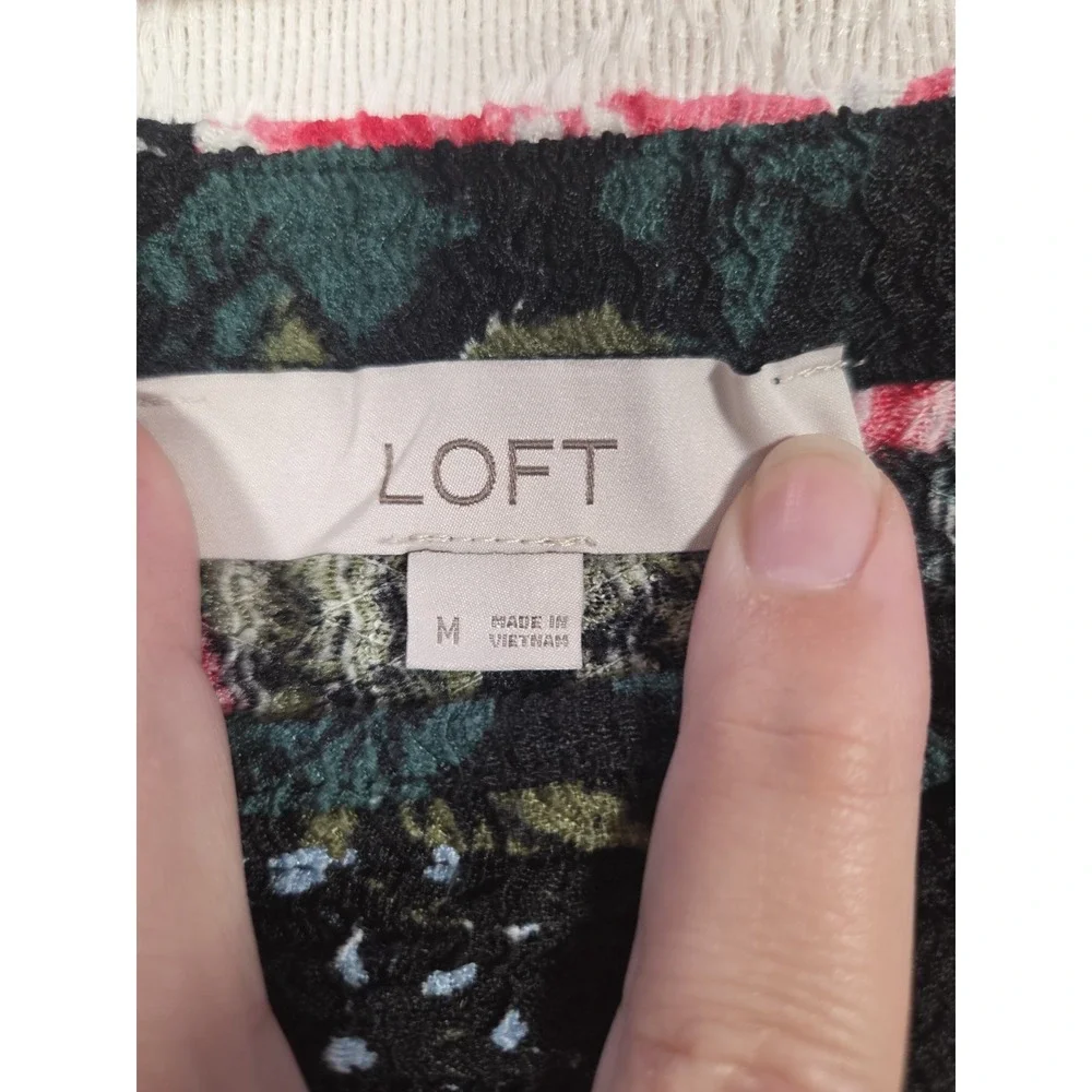 Loft Y2k Off‎ The Shoulder Floral Balloon Sleeve Cottagecore Boho Blouse Size M